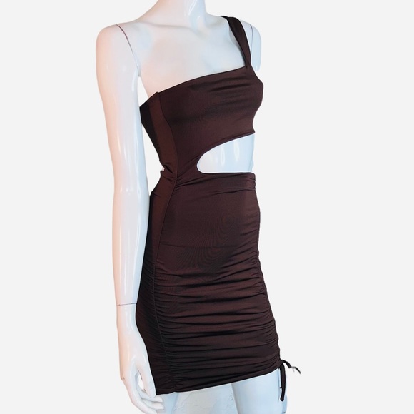 SHEIN Brown One Shoulder Midi Dress - Picture 3 of 6